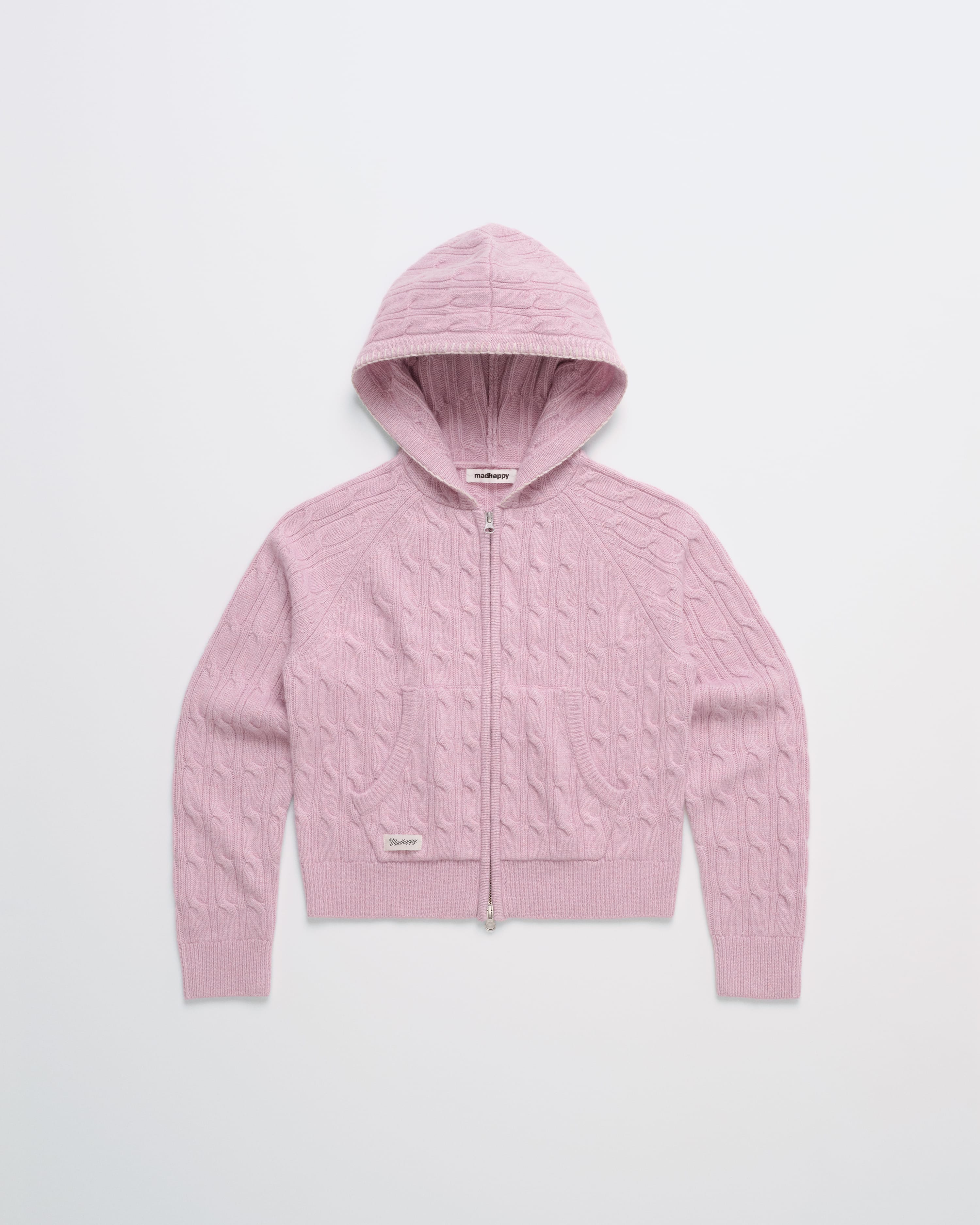 Zip Up Cable Sweater Hoodie