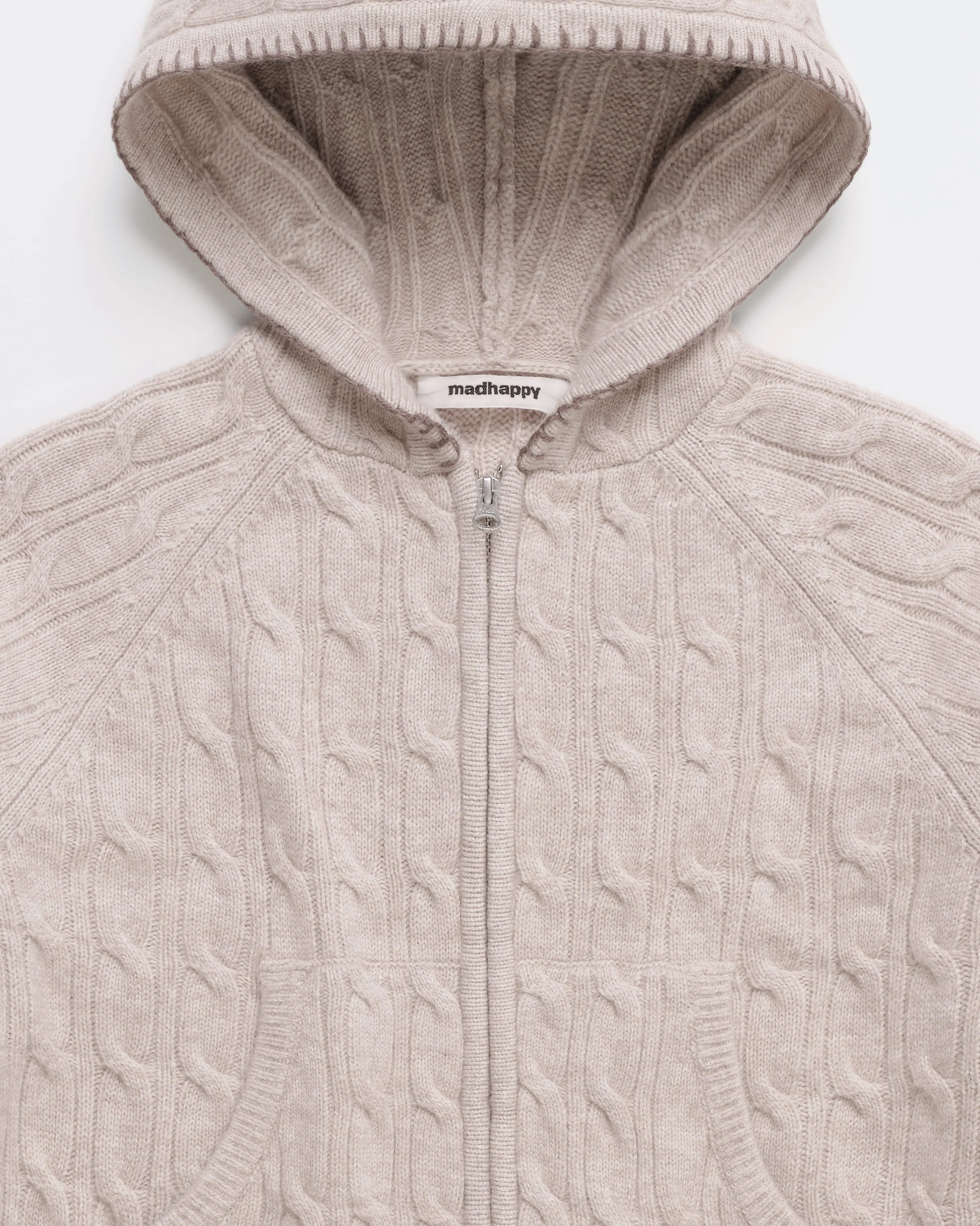 Zip Up Cable Sweater Hoodie - Image 2